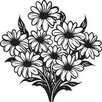 Sculpted Blossom Accent Black Design Element Intriguing Botanical Illustration Iconic Vector