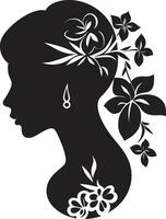 pétalos adornando belleza mano dibujado mujer icono caprichoso floral elegancia vector cara emblema