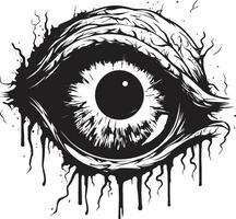Disturbing Zombie Gaze Creepy Black Vector Macabre Horror Eye Black Creepy Emblem