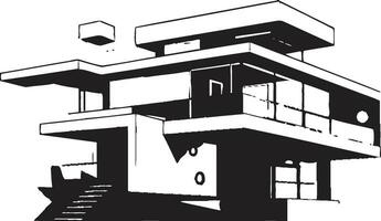 Modernity Etched Conceptual House Sketch Vector Icon Avant Garde Domicile Bold House Sketch Emblem in Vector Design