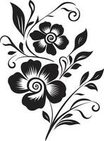 Graphite Petal Dreams Noir Vector Logo Sketches Noir Floral Melody Artistic Black Emblem Vectors