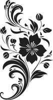 expresivo floral golpes mano prestados vector icono negrita florecer acentos negro diseño elemento logo