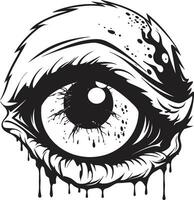 Eerie Zombie Eye Black Vector Horror Emblem Sinister Gaze Creepy Scary Eye Logo Icon