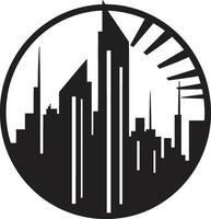 Skyscraper City Vista Sketch Multifloor Building in Vector Icon Downtown Tower Silhouette Multifloor Cityscape Vector Logo