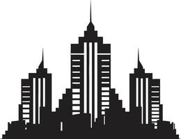 Cityline Elevation Multifloor Building in Vector Logo Metropolitan Core Multifloor Cityscape Vector Emblem