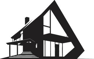 modernidad grabado conceptual casa bosquejo vector icono avant garde domicilio negrita casa bosquejo emblema en vector diseño