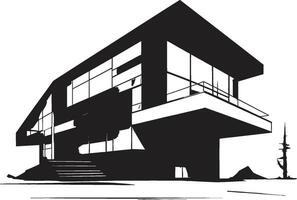 Iconic Minimalism Bold House Sketch in Vector Icon Design Innovative Home Blueprint Conceptual House Sketch Emblem