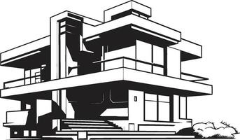Chic Habitat Vision Stylish House Design Vector Emblem Urban Elegance Modern House Design Vector Emblem