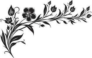 Artistic Flora Hand Drawn Black Vector Icon Organic Elegance Floral Design Element in Black