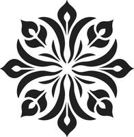 Symmetric Blooms Geometric Floral Icon Design Botanical Grid Black Vector Pattern Logo