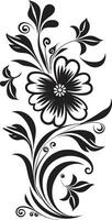 Noir Floral Chic Vector Logo Design Artistic Petal Intricacy Black Icon