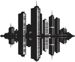 Downtown Skyscraper Impression Cityscape Multifloor Vector Logo Cityline Tower Blueprint Multifloor Building in Vector Icon Design