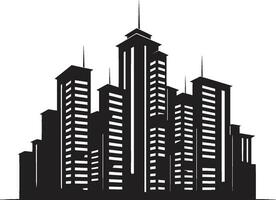 Cityline Dreamscape Multifloor Urban Vector Icon Downtown Skylinescape Multifloor City Building Vector Emblem