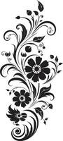 Gorgeous Handcrafted Petals Black Logo Symbol Timeless Floral Curves Hand Drawn Vector Emblem