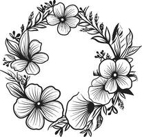 agraciado guirnalda bosquejo artístico negro logo icono elegante floral diseño Boda vector emblema