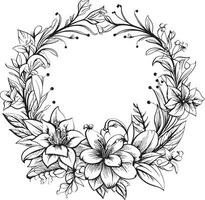 Whispering Midnight Bloom Frame Vector Icon Flora Silhouette A Timeless Elegance in Black.