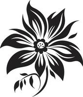 Abstract Bloom Essence Artistic Logo Emblem Chic Floral Minimalism Simple Black Vector