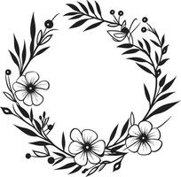 moderno Boda ramo de flores negro floral icono diseño artístico guirnalda detalle elegante vector logo elemento