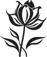 Sleek Petal Abstraction Artistic Icon Emblem Chic Single Bloom Handcrafted Black Vector