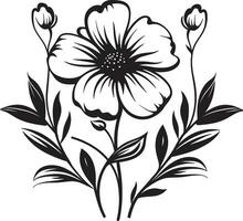 Chic Inked Blooms Noir Vector Iconic Design Noir Blossom Whispers Monotone Hand Drawn Florals