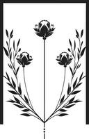 Elegant Botanical Outlines Hand Rendered Vector Logo Chic Noir Petal Sketch Minimal Hand Drawn Emblem