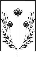 Elegant Botanical Outlines Hand Rendered Vector Logo Chic Noir Petal Sketch Minimal Hand Drawn Emblem