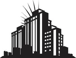 Downtown Tower Silhouette Cityscape Multifloor Vector Icon City Vista Tower Sketch Multifloor Building in Vector Icon Design