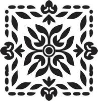 Abstract Petal Array Black Emblem Icon Tessellated Blooms Geometric Vector Pattern