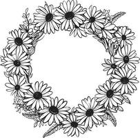 Radiant Daisy Edges Black Vector Logo Icon Design Chic Daisy Silhouette Flower Frame Black Logo