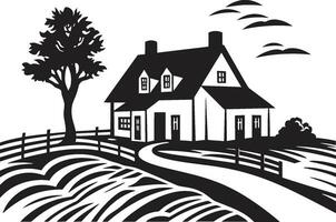 Rural Retreat Mark Farmers House Vector Logo Agrarian Abode Impression Farmhouse Vector Icon