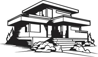 Strong Outline Mark Thick House Design in Logo Icon Powerhouse Abode Icon Bold House Sketch Vector Emblem