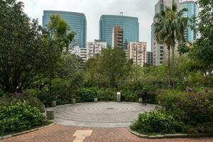 Hong Kong,March 27, 2019-View of the Hong Kong public park during a cloudy day photo