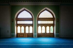 Tashkent, Uzbekistan-august 11, 2023-Inside of the Khazrati Imam Mosque in the Hazrati Imam complex during a sunny day.The complex is a square that includes a set of religious buildings in Tashkent photo