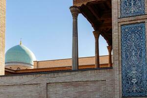 Tashkent, Uzbekistan-august 11, 2023-Khazrati Imam Mosque in the Hazrati Imam complex during a sunny day.The complex is a square that includes a set of religious buildings in Tashkent photo
