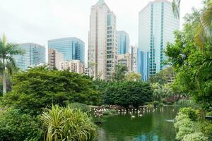 Hong Kong,March 27, 2019-View of the Hong Kong public park during a cloudy day photo