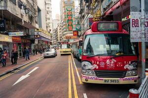 Hong Kong,March 26,2019-Daily life in the streets and skyscrapers of Hong Kong during a cloudy day photo