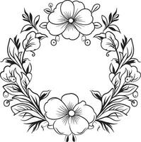 Graceful Blooms Vector Logo with Frame Intricate Vines Black Floral Frame Design