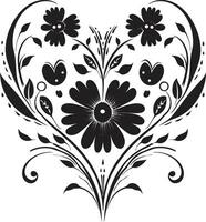 Whimsical Hand Rendered Vines Black Vector Logo Vintage Floral Sketch Hand Drawn Iconic Design