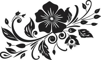Artistic Floral Serenade Intricate Hand Drawn Vectors Whimsical Noir Bouquet Monochrome Floral Emblem Icons