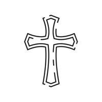 Christianity line icon. Vector religion related icons. Bible, church and cross or Jesus. Old cathedral, Medieval sign.