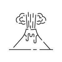Volcanic activity linear icon. Volcanic eruptions are major source of natural pollution problem. Natural disaster illustration. Contour symbol. Vector isolated outline.
