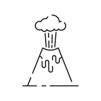 Volcanic activity linear icon. Volcanic eruptions are major source of natural pollution problem. Natural disaster illustration. Contour symbol. Vector isolated outline.