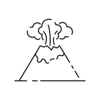 Volcanic activity linear icon. Volcanic eruptions are major source of natural pollution problem. Natural disaster illustration. Contour symbol. Vector isolated outline.