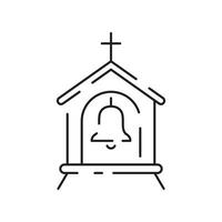 Christianity line icon. Vector religion related icons. Bible, church and cross or Jesus. Old cathedral, Medieval sign.