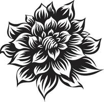 Minimalist Floral Sketch Black Hand Rendered Emblem Sophisticated Flower Essence Elegant Iconic Vector