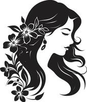 Clean Floral Beauty Black Hand Drawn Icon Whimsical Feminine Radiance Vector Icon