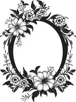 Harmonious Bouquet Frame Decorative Black Icon Elegant Blossom Boundary Black Floral Frame vector