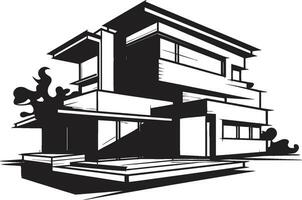 Vigorous Residence Mark Thick Outlined House Design Icon Mighty Living Symbol Bold House Sketch in Vector Format