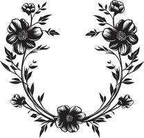 encantado floración Perímetro negro floral marco sofisticado floral recinto decorativo negro emblema vector