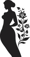 Clean Floral Beauty Black Hand Drawn Icon Whimsical Feminine Radiance Vector Face